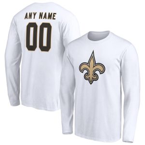 New Orleans Saints Mens Shirt Team Authentic Logo Personalized Name & Number Long Sleeve T